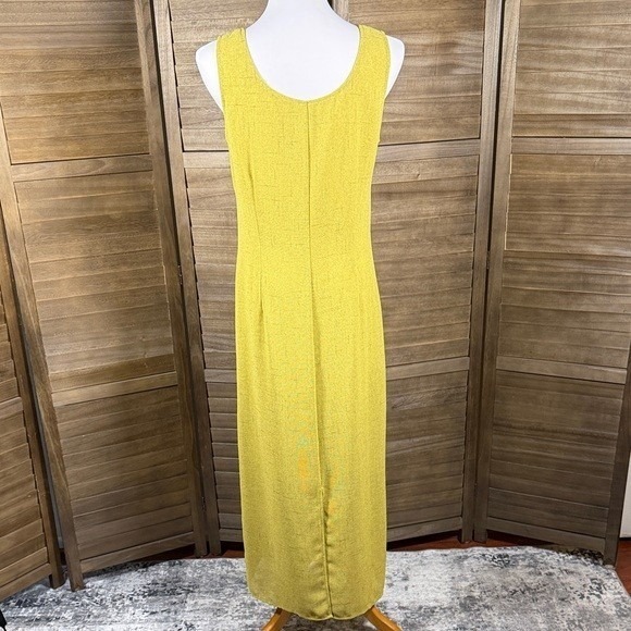 DR Women Chartreuse Yellow Textured Sleeveless Scoop Neck Maxi Dress Size 8 - Picture 5 of 8
